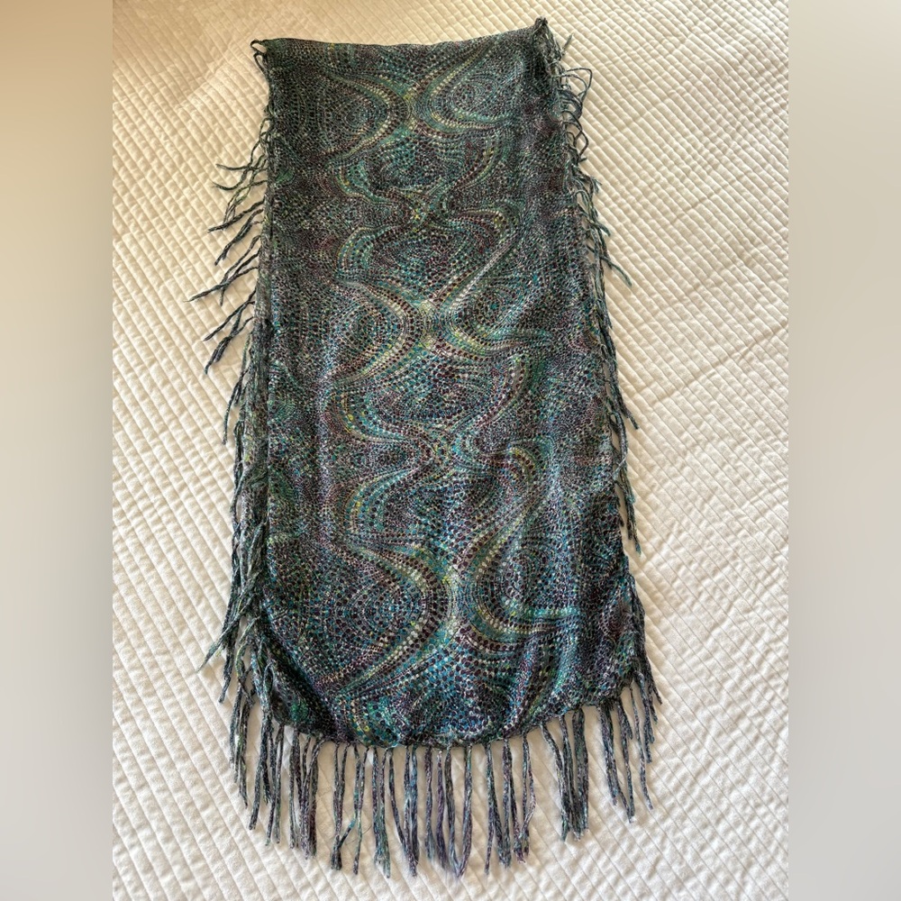 Women’s Lightweight Purple/Teal Fringe Scarf/Wrap